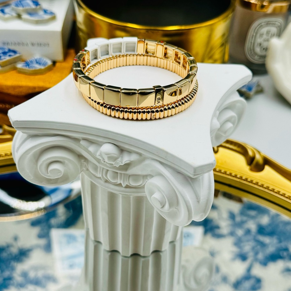 🆕 ROXANNE ASSOULIN 🧿 NWOT Golden LOVE Bracelet Set - Set of 2 - Picture 7 of 16